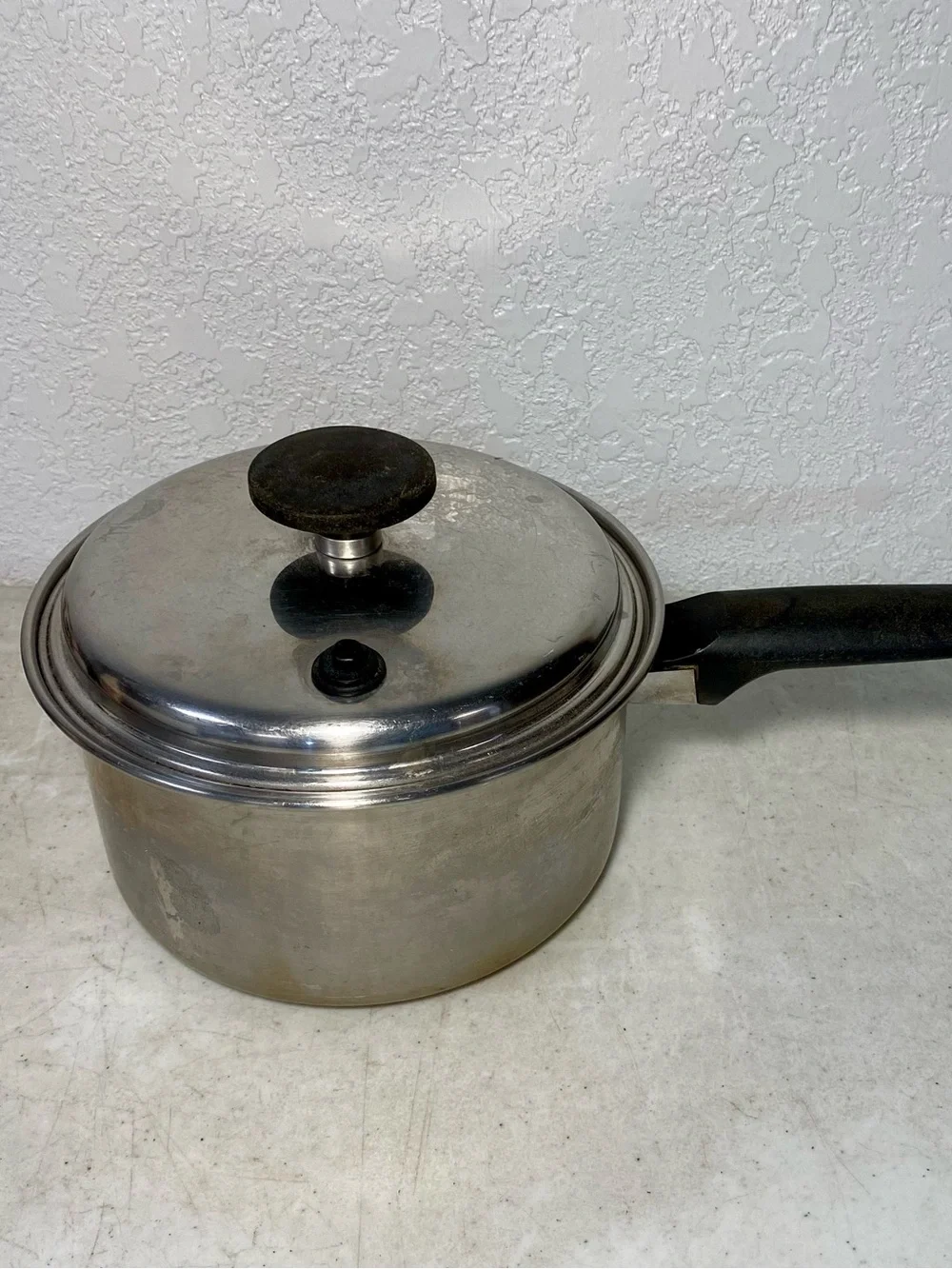Vintage EKCO Saucepan w/ Lid Copper Botton Stainless Steel 2 Quart Made In USA